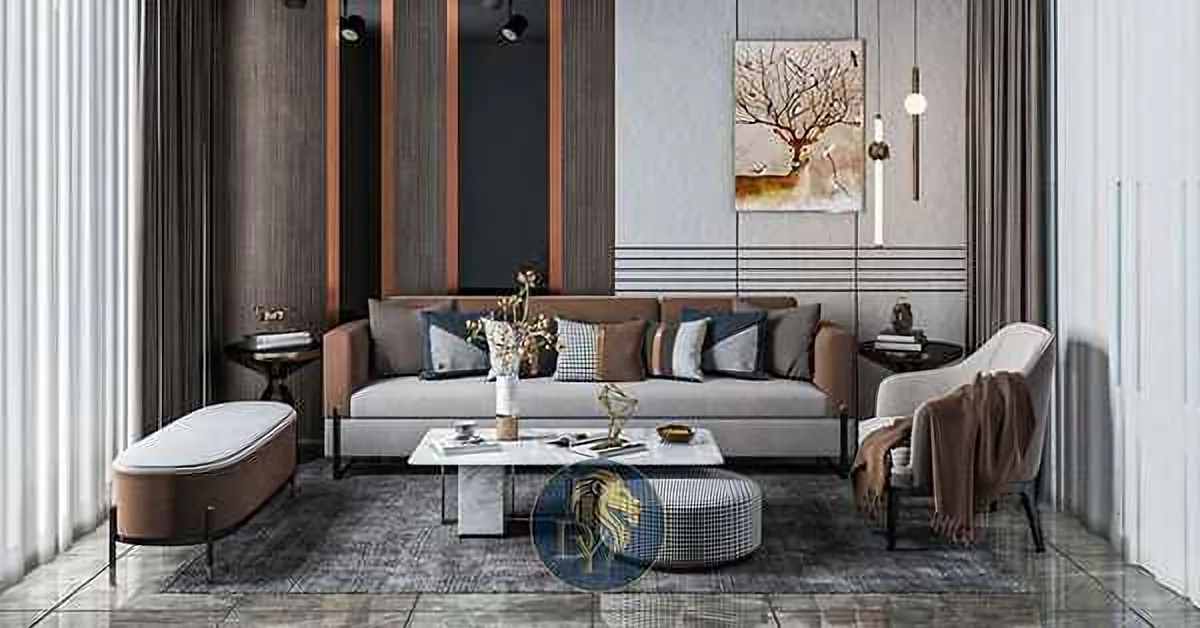 Contemporary living room sofa and material detail interior design Lebanon